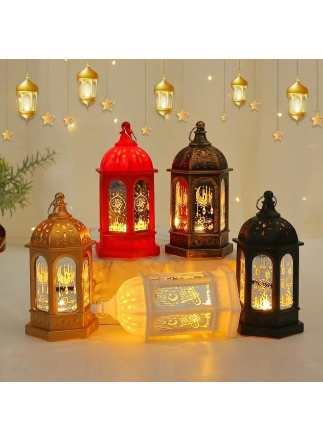 سوفام 5 PCS رمضان شمعة الفانوس, ليد عيد مبارك الفوانيس رمضان مبارك الفوانيس زخرفية نجمة القمر رمضان أضواء كريم, ليد فينتاج زخرفة الفوانيس المعلقة ديكور الحزب المنزلي - Image 1